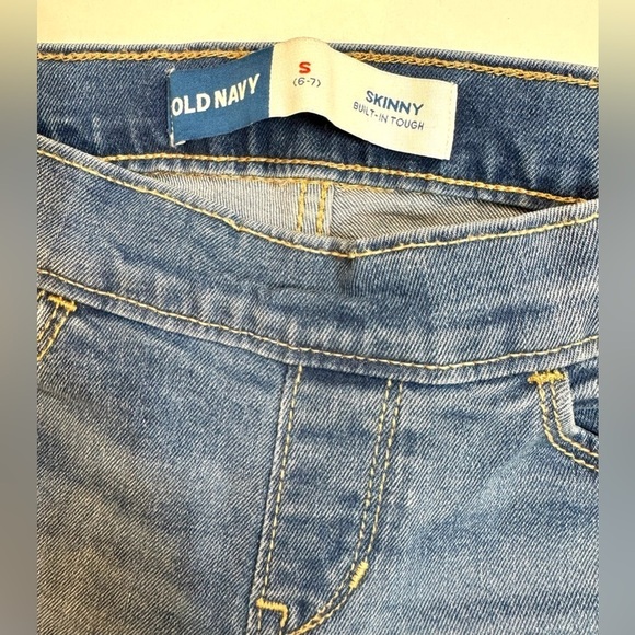 Girls Old Navy Skinny Medium Wash Jeggings Jeans Adjustable Waist Size Small 6/7 - Picture 2 of 4
